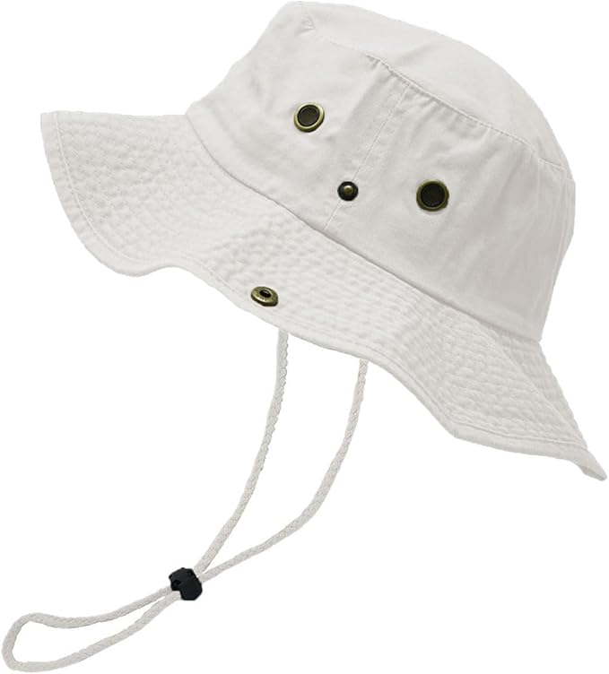 Glory Max Washed Cotton Bucket Hat with Chin Strap Fishing Sun Safari Boonie Cap