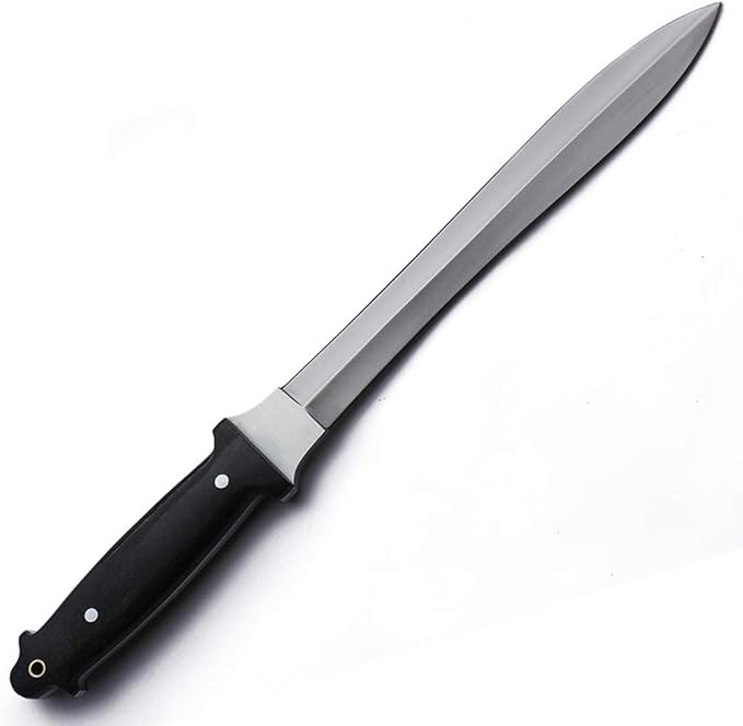 GCS Handmade Survival Tactical Hunting Black G10 Handle with Brown Leather Right or Left Hand Horizontal Fixed Blade Knife Sheath & Sharpening Stone GCS231