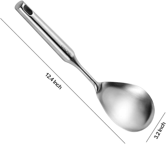 Cooking Spoon,304 Stainless Steel Large Serving Spoons,Silver/12.6Inch