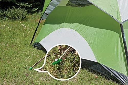 ABCCANOPY 15 Inch Tent Stakes 10 Pcs Non-Rust Metal Ground Anchors, Heavy Duty Spikes with 4 Ropes for Outdoor Camping, Green