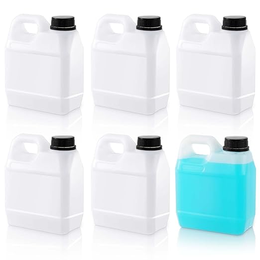 6 Pcs 32 oz Plastic Jug with Lids Square Empty Storage Containers HDPE Carboy Plastic Jar Containers for Water Beverage Oil Liquids (Translucent Color)