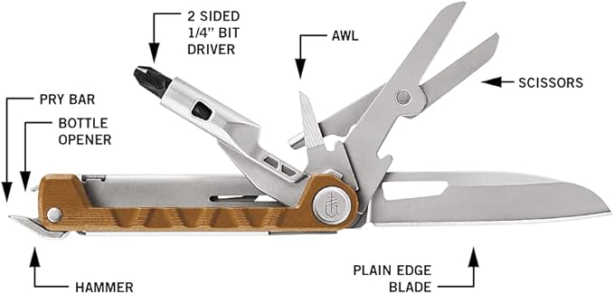 Gerber Gear Armbar Drive EDC Multitool 8-in-1 Pocket Knife with Pocket Screwdriver, 2.5" Blade, Orange