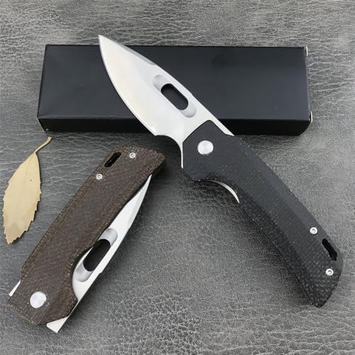 Generic GC002 Pocket Folding Knife, 7.0in 8Cr13Mov Blade Flax Handle Utiltiy Knife with Carry Belt Clip for Camping Hikking, Edc Assisted Opening Knife for Man Woman (Black)