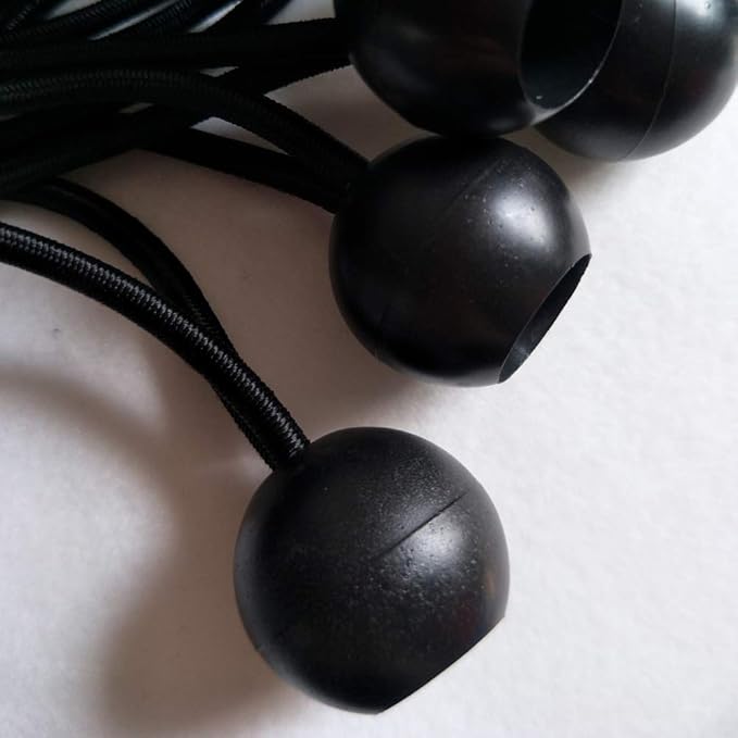 Ball Bungee Cords, 20 Packs, 9 Inch Black Tie Down Cords for Tarp, Canopy Shelter, Wall Pipe, UV Resistant