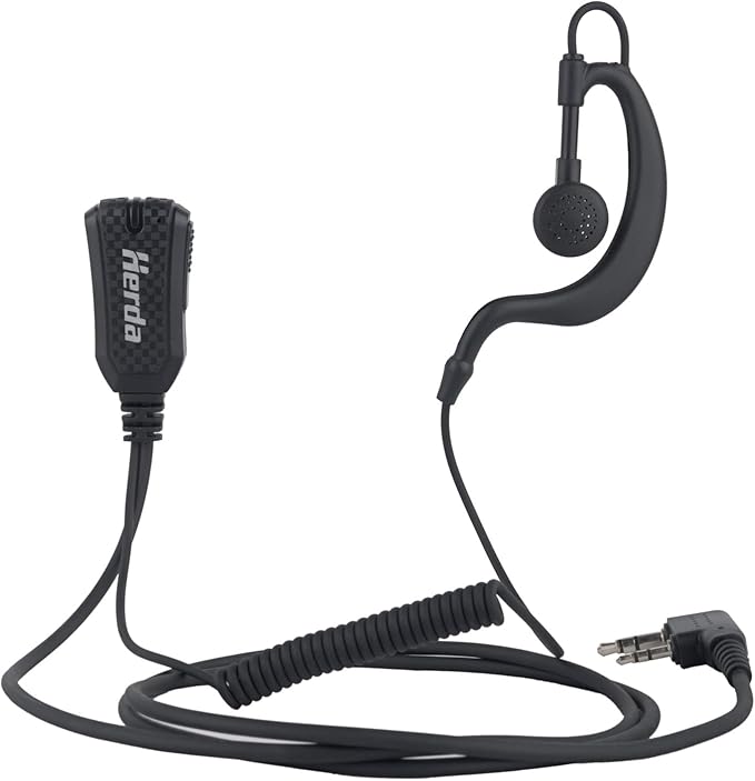 Herda (Pack of 10) Noise Reduction Walkie Talkie Earpiece with Mic, K1 2-Pin Split-Wire Surveillance Earpiece, Compatible with Kenwood, pxton, Baofeng, Retevis Two Way Radio, 2 Way Radio Headset