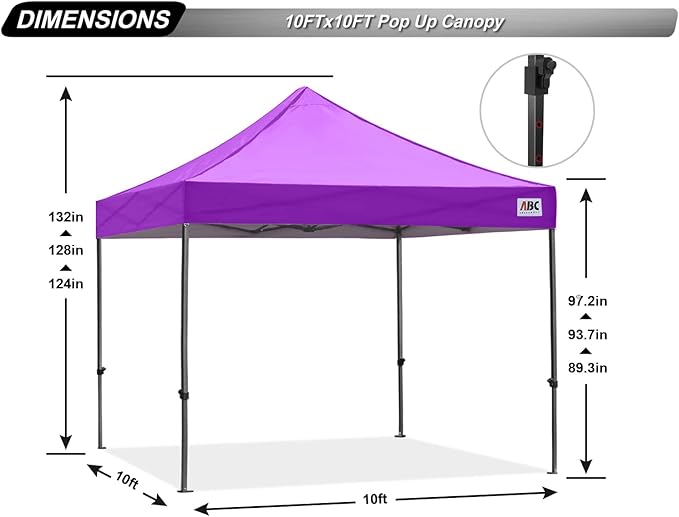 ABCCANOPY Patio Pop Up Canopy Tent 10x10 Commercial-Series (Purple)