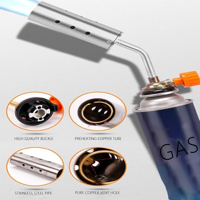 Butane torch, kitchen cooking torch, barbecue and welding, can be used in 360 ° reverse direction, adjustable flame, suitable for barbecue, baking, jewelry, welding, etc. (Butane is not included) (2)