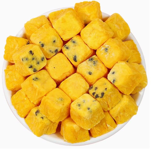 Freeze-Dried Passion Fruit Chunks 8.8oz/250g Bulk Bag - Unsweetened Crunchy Tropical Snack for Baking & Desserts, Yogurt/Smoothie Topping, Camping & Tea Time
