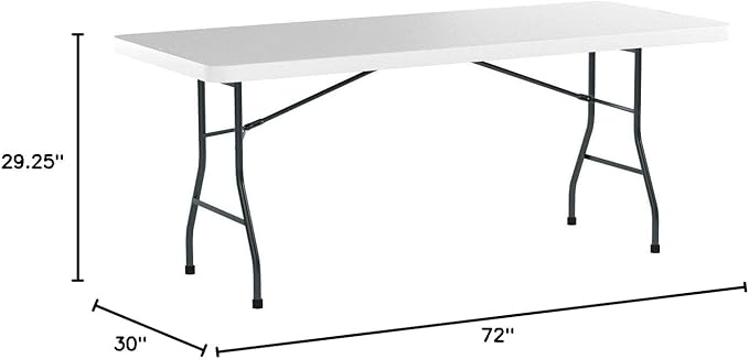 Office Star Resin Multipurpose Rectangle Folding Table for Indoor or Outdoor Use, 6 Feet Light Gray
