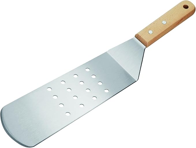 Heavy Duty Metal Spatula Set of 4, Professional Stainless Steel Griddle Spatulas and Scraper for Flat Top Grill, Cast Iron, BBQ, Smash Burger, Full Tang Wood Handle & Beveled Edge, Commercial Grade