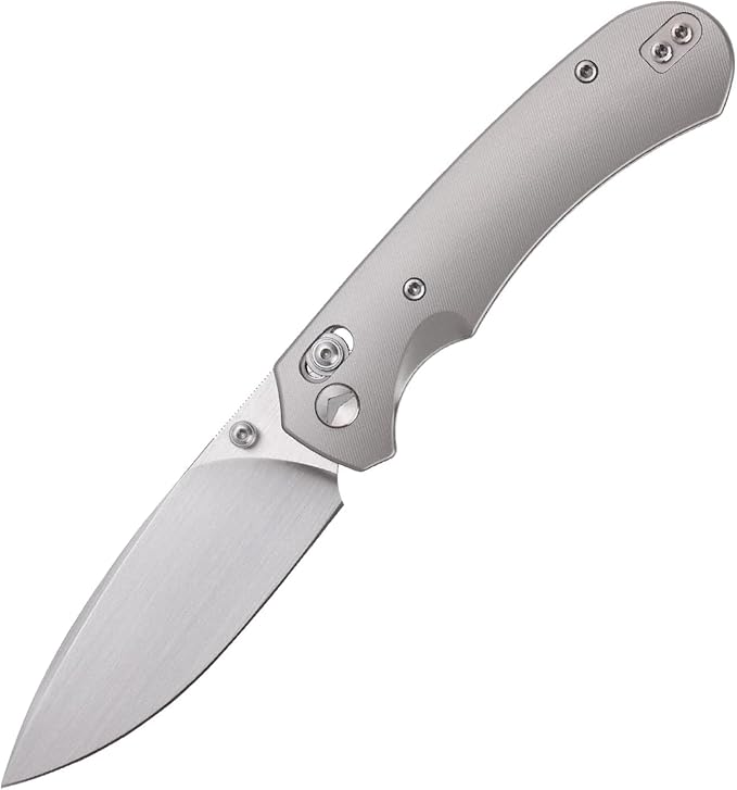 Folding Pocket Knife,3.31” M390 Blade,Erogonomic Titanium Handle,Hunting Survival Knife,EDC Knife for Hunting Camping Survival Outdoor Fishing Hiking(Grey)