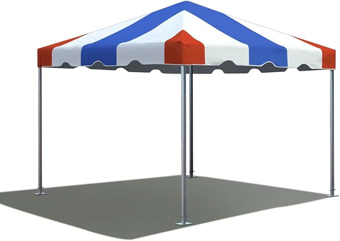 Party Tents Direct 10x10 Heavy-Duty Waterproof Canopy Tent - Steel Frame Outdoor Gazebo for Weddings, Parties & Camping - Red, White and Blue Vinyl Cover