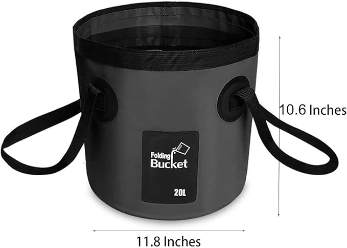 BANCHELLE Collapsible Bucket Water Container Portable Folding Camp Wash Basin for Outdoor Traveling Hiking Fishing Car Washing Gardening Camping (Black, 20L)