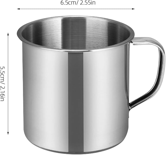 5pcs Small Stainless Steel Mug Camping Coffee with Handle Portable Drinking Cup Kids Hot Chocolate Mug Metal Water Cup For Outdoor Picnic Backpacking Silver