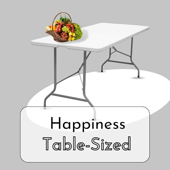 6ft Plastic Folding Table, Fold-in-Half Portable Utility Table Heavy Duty Portable w/Handle, for Indoor Outdoor,Picnic, Party, & Camping (White, 6ft)