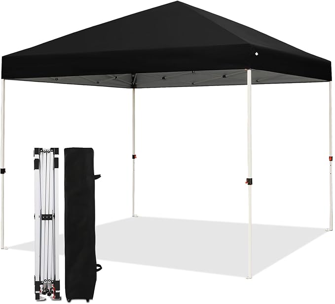 Northroad 8X8 FT Pop Up Canopy, Outdoor Instant Canopy Tent Slant Legs with Carrying Bag, Portable Gazebo Shelter for Wedding Party,Commercial Event,Patio,Garden,Beach -Black