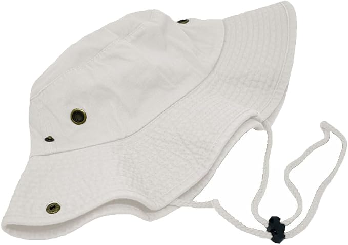 Glory Max Washed Cotton Bucket Hat with Chin Strap Fishing Sun Safari Boonie Cap