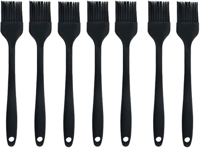 Silicone brush, BBQ/Pastry Basting Brushes,Silicone Cooking Grill Barbecue Baking Pastry Oil/Honey/Sauce Brush (7 PCS,black)