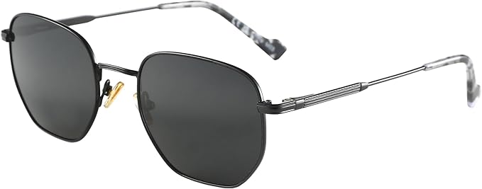 ZENOTTIC Hexagon Polarized Retro Sunglasses for Men Women-Vintage Metal Frame Design UV Protection Trendy Fashion Shades