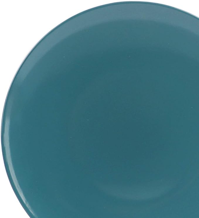 Amazon Basics 18 Pieces Dinnerware Sets, Plates and Bowls, Service for 6, Deep Teal