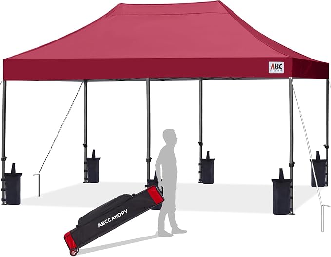 ABCCANOPY Patio Pop Up Canopy Tent 10x20 Commercial-Series(Burgundy)