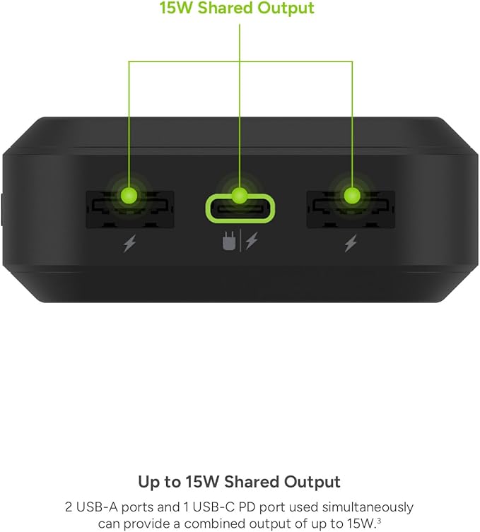 Mophie powerstation prime20 - Ultra-Compact Portable Power Bank with 20,000mAh Internal Battery, 18W USB-C PD Fast Charging, 3-Device Simultaneous Charging, Eco-Friendly Design