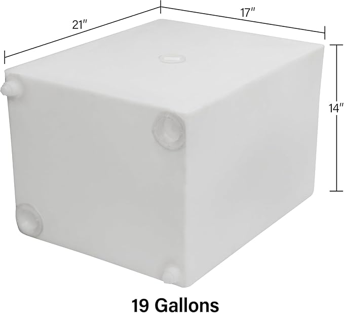 20 Gallon RV Fresh Water Tank, Potable Water Storage Tank for Drinking, Cooking, Cleaning, Showering, for Campers, Trailers, Motorhomes, RVs, Cube Shape, 21" x 17" x 14" (WT-5546)