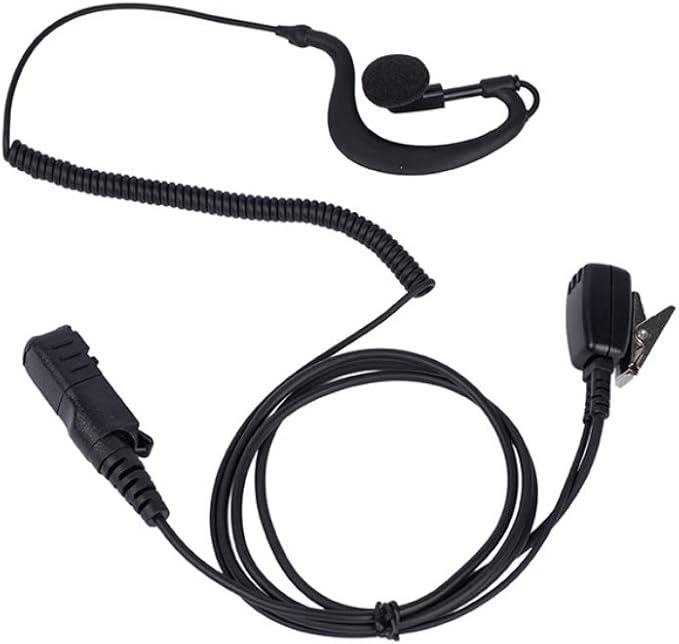 Xpr3500e Earpiece Headset with Mic PTT Compatible with Motorola Xpr3300e Xpr3500 Walkie Talkie 5 Pack 2 Way Radio G Shape Black