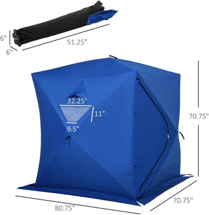 Foldable Camping Tent with 2 Zippered Doors,Easy to Carry Portable Bag,for Camping Hiking Mountaineering(80.75" L x 70.75" W x 70.75" H)