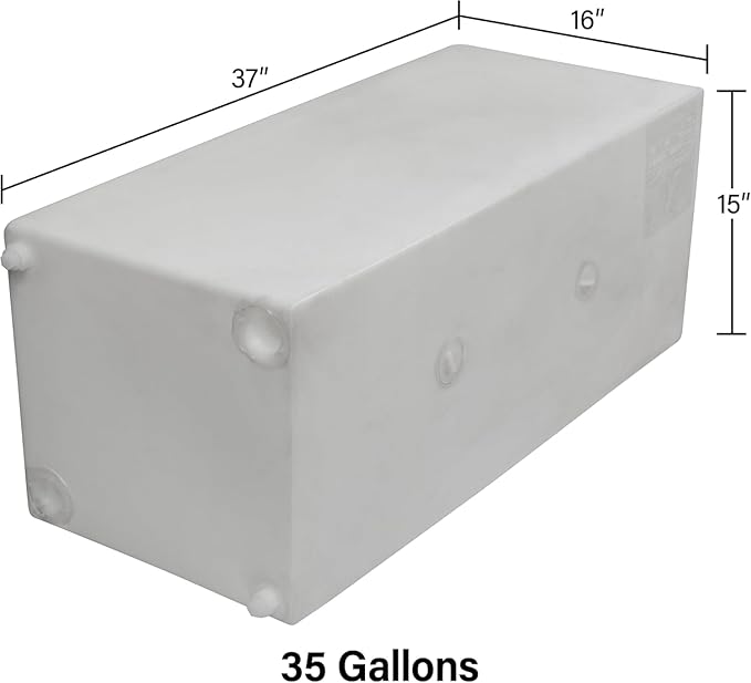 36 Gallon RV Fresh Water Tank, Potable Water Storage Tank for Drinking, Cooking, Cleaning, Showering, for Campers, Trailers, Motorhomes, RVs, Cube Shape, 37" x 16" x 15" (WT-5549)
