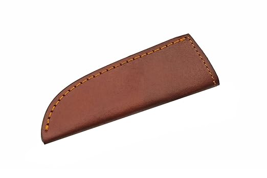 SZCO Full Tang Hunting Knife 8 Inch - Pocket Knife with Stainless Steel Blade, Burnt Orange Resin/Wood Handle & Leather Sheath - Camping Knife for Hunting and Hiking for Men