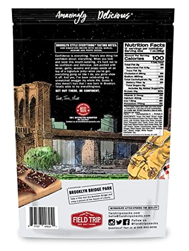Field Trip Grass Fed Beef Jerky, Healthy Gluten Free Snacks, All Natural, Paleo-Friendly Meat Snacks, High Protein, Low Carb Snack with No Nitrates, 12oz Bag, Everything Bagel