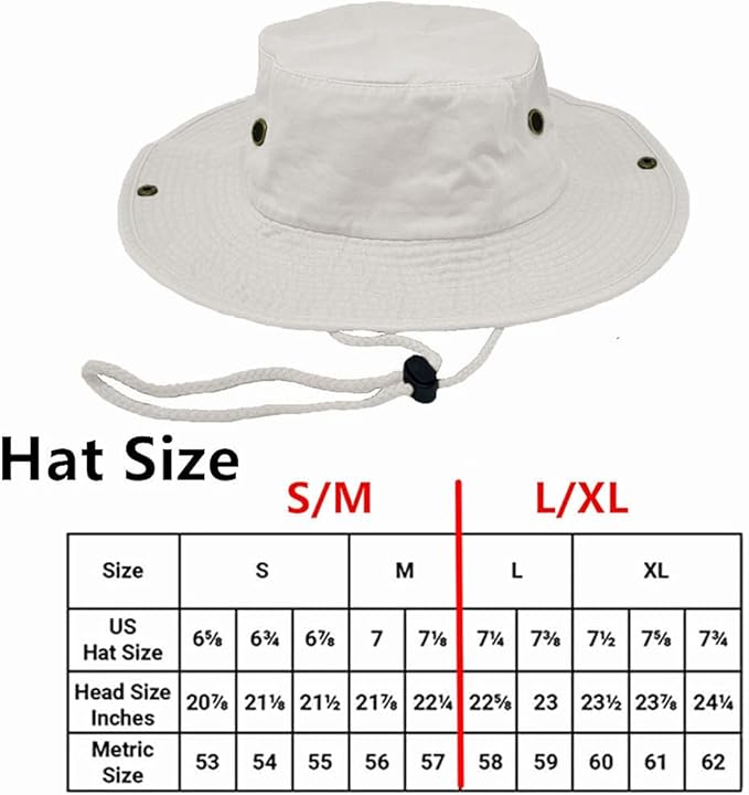 Glory Max Washed Cotton Bucket Hat with Chin Strap Fishing Sun Safari Boonie Cap