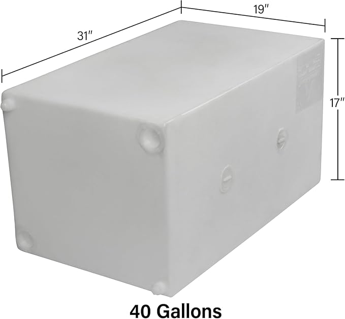 40 Gallon RV Fresh Water Tank, Potable Water Storage Tank for Drinking, Cooking, Cleaning, Showering, for Campers, Trailers, Motorhomes, RVs, Cube Shape, 31" x 19" x 17" (WT-5550)