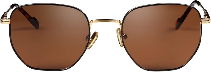 ZENOTTIC Hexagon Polarized Retro Sunglasses for Men Women-Vintage Metal Frame Design UV Protection Trendy Fashion Shades