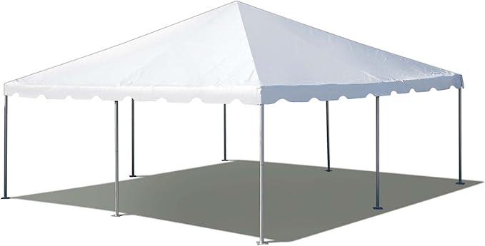 Party Tents Direct 20'x20' Weekender West Coast Tent Frame Party Tent (White) PVC Top with Storage Bag - Tents for Parties, Weddings, Birthdays, Banquets, Fiestas, Workshop, Outdoor Event