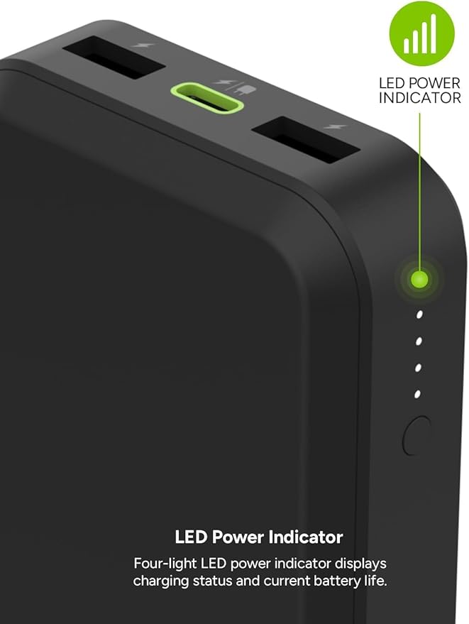 Mophie powerstation prime20 - Ultra-Compact Portable Power Bank with 20,000mAh Internal Battery, 18W USB-C PD Fast Charging, 3-Device Simultaneous Charging, White Floral
