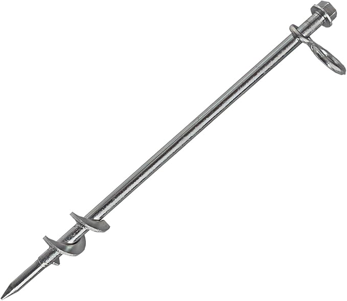 Ground Anchors Screw in 6 Pack-12 Inch Heavy Duty Galvanized Hex Head Tent Stakes Kit for Swing and Trampoline Set High Wind Solid Metal Dog Tie Out Stake