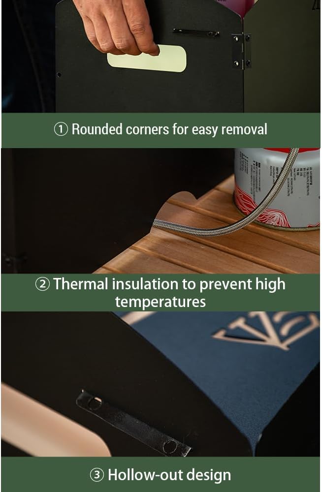 HUIOP Foldable Camping Wind Shield Portable Gas Stove Windproof Screen for BBQ Cooking