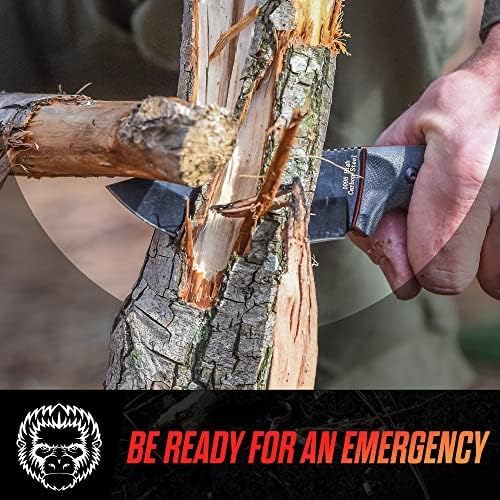 Holtzman's Gorilla Survival Naked Bloodline Full Tang Fixed Blade Survival Knife with Kydex Sheath - Durable and Versatile for Bushcraft, Camping, and Hiking