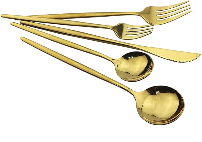 JASHII 30-Piece Stainless Steel Satin Finish Flatware Set - Mirror Polished Tableware Cutlery for Home and Restaurant - Dishwasher Safe