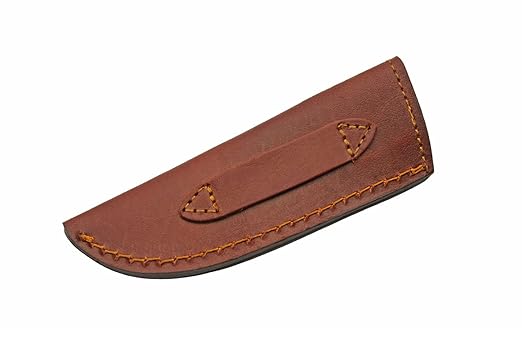 SZCO Full Tang Hunting Knife 8 Inch - Pocket Knife with Stainless Steel Blade, Burnt Orange Resin/Wood Handle & Leather Sheath - Camping Knife for Hunting and Hiking for Men