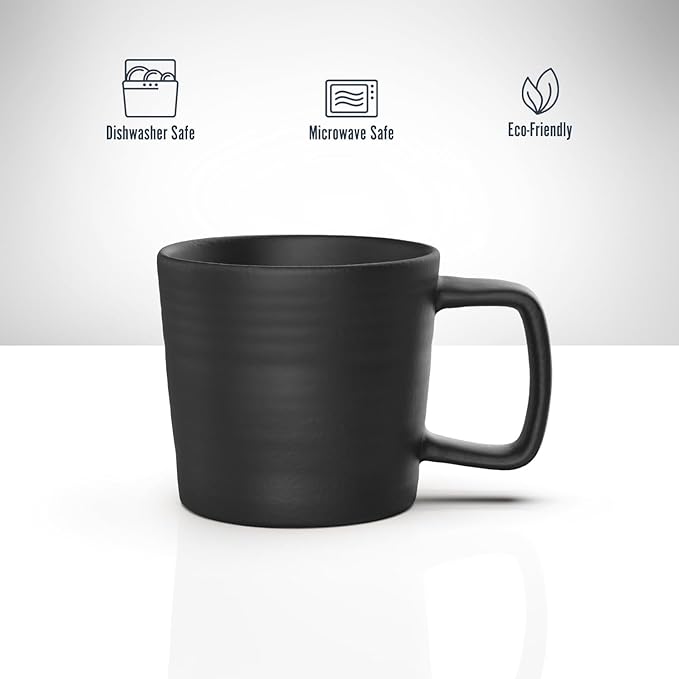 Pour Over Drip Coffee Maker Gift Set with Two Coffee Mugs, Non-Electric Pour Over Coffee Dripper, Easy Manual Brew Maker, Dishwasher and Microwave Safe, Filters not included (Black)
