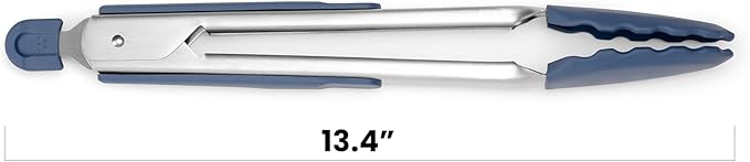 Misen Kitchen Tongs - Dishwasher Safe, Heavy Duty - Precision Silicone-Tipped Grilling Tool - Heat Resistant, Nonstick Safe - Perfect for Serving and Air Frying- 13 Inch | Blue
