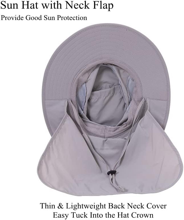 UV 50+ Sun Protection Hat for Men Women, Wide Brim Bucket Hat for Outdoor Sport & Works Fishing Hat with Neck Flap