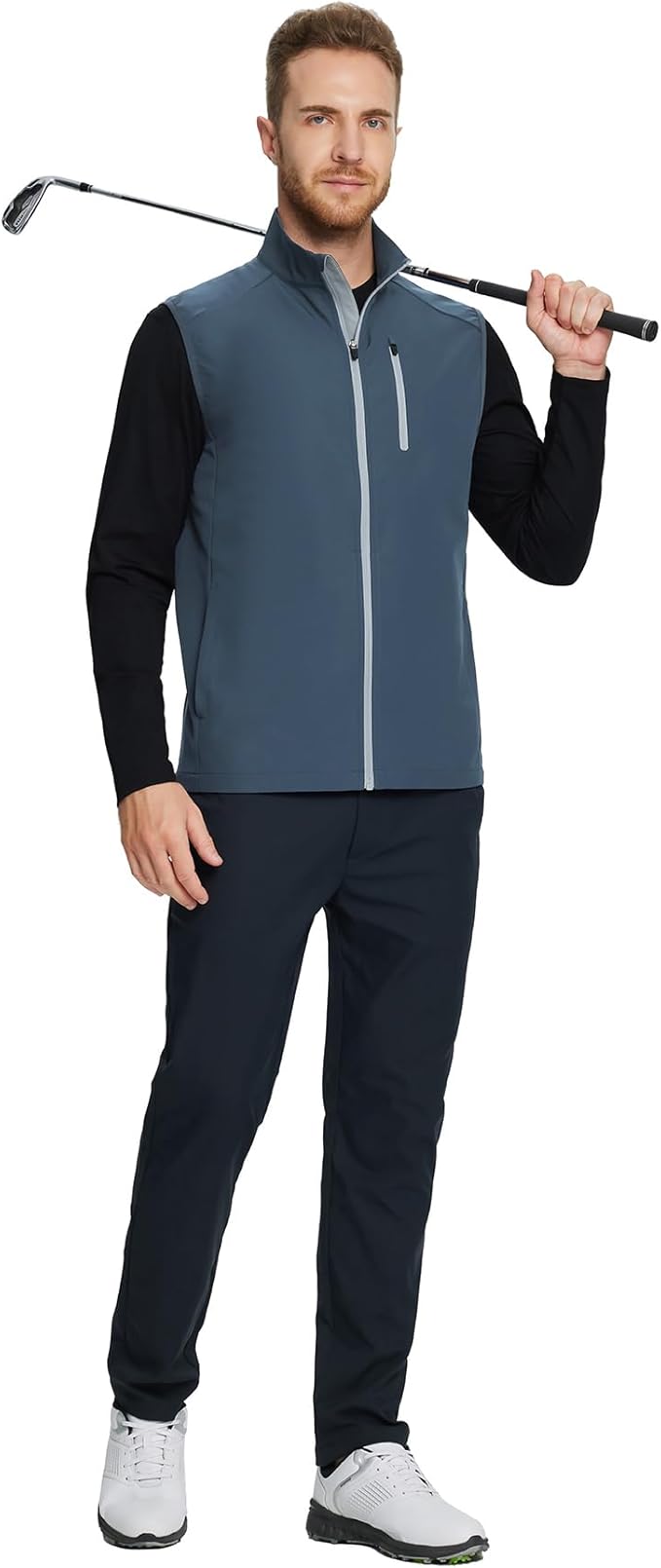 M MAELREG Mens Vests Outerwear Windproof Lightweight Softshell Vests Zip Pockets Sports Sleeveless Jacket Golf Vests for Men