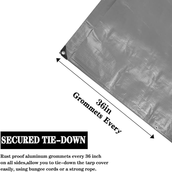 Tarps Heavy Duty Waterproof 8X8ft,Silver Large Tarp Cover Plastic Poly Tarpaulin 12MIL Thick Multipurpose Outdoor Tarp