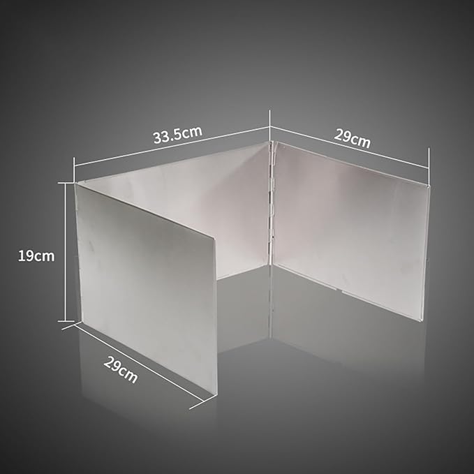 Mountain Customer Outdoor Cooking Gas Stove Head Wind Shield Card Gas Stove Head Wind Shield Portable Camping Stove, Small and Light Stainless Steel Folding tri-fold Board