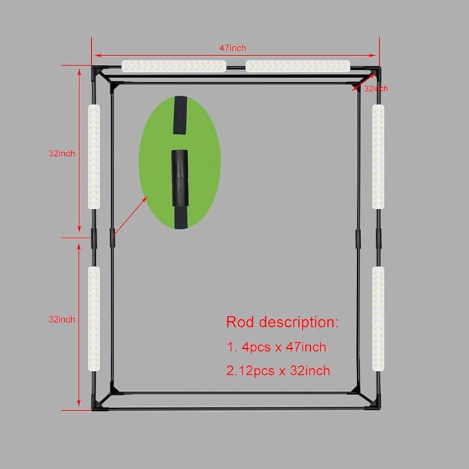 Professional Large Photo Light Box Photography Studio 47"x32"x63" LED Dimmable Shooting Tent Continuous Lighting Cube Softbox for Portrait Clothing Photography with 3 Color Backdrops