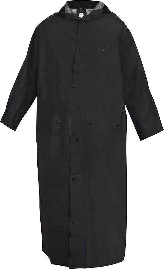 Ironwear 9221FR Flame Retardant Rain Jacket Riding Coat with Detachable Hood and Vented Back Black